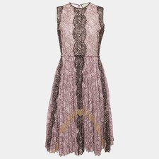 Gucci Purple Lace Pleated Midi Dress M