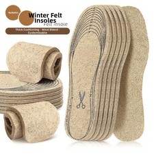 Multisize Warm Wool Felt Insoles Thickened Winter Shockabsorbing Shoe Inserts