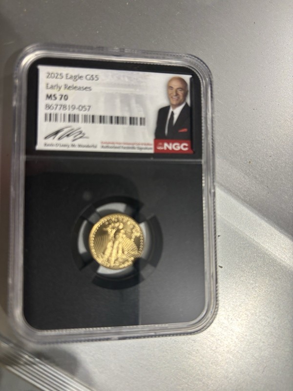 U.S. Mint 2025 American Eagle G$5 1/10 oz Gold 0.9167 NGC MS70 Early Release