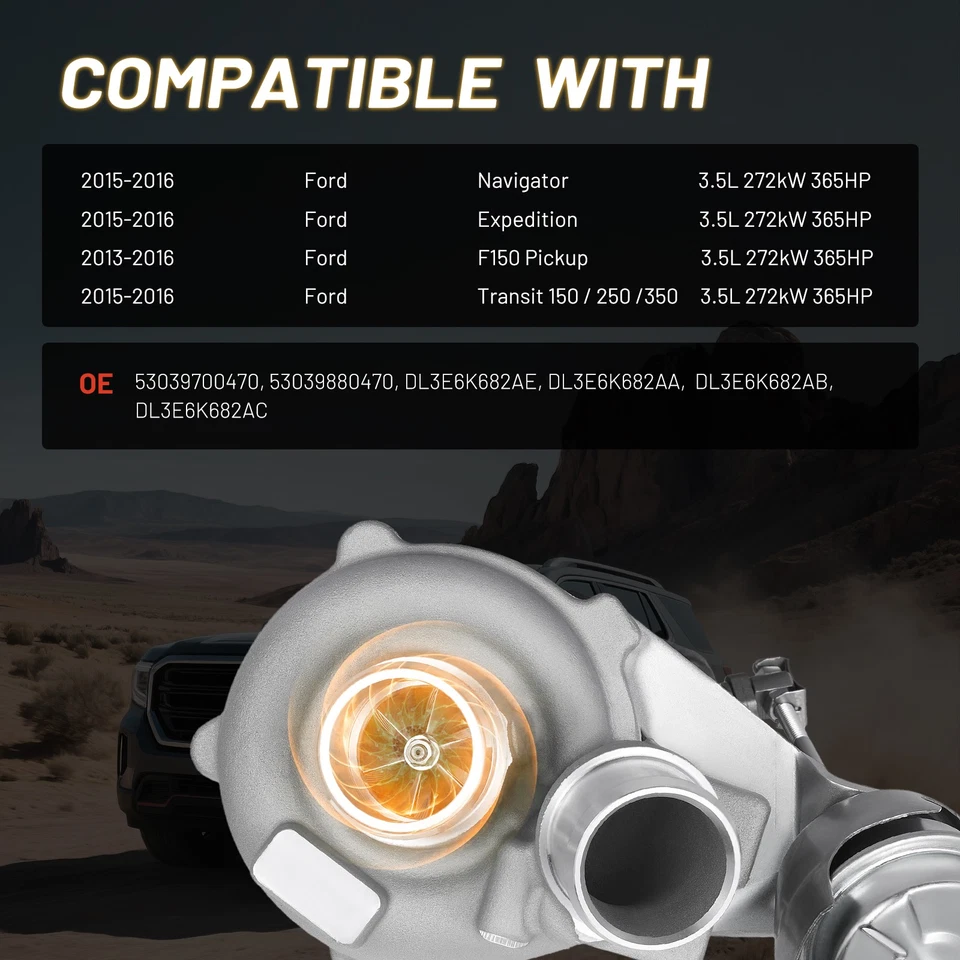 Turbo Turbocharger For 2015-2016 Ford Transit 150 3.5L Front Right 53039880470 Foto 4 de 4