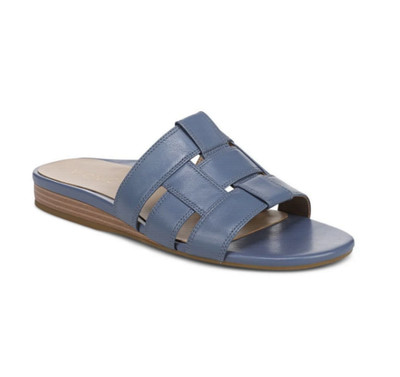 VIONIC Glendora Slide Sandal, Pacific Blue Leather New