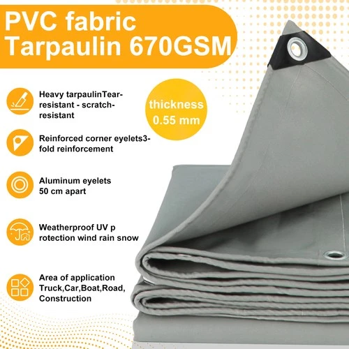 Abdeckplane Wasserdicht 670G PVC Schutzplane mit ösen UV-Beständig Reißfest LKW - Bild 4 von 34
