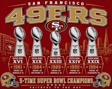  2 San Francisco 49ers 5X Super Bowl Champions Decals 5x4 Vinyl Stickers