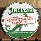 VINTAGE SINCLAIR PENNSYLVANIA MOTOR OIL PORCELAIN GASOLINE GAS SIGN