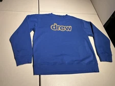 Drew House Sweatshirt Men's Medium Blue Yellow Logo Designer Sweater T Cotton