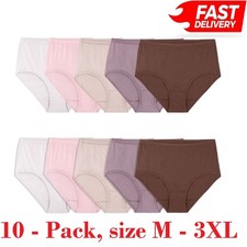 Fruit of the Loom Women's Cotton Brief Underwear, 10-Pack, Size M-3XL