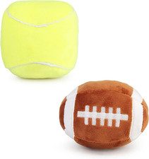 Interactive Dog Balls, 2 Pack Plush Squeaky Dog Toys Balls for Dogs, Tennis Ball