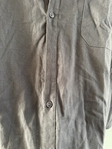 Women shirt Long Sleeve Button Up Top linen blend casual Blouse plain gray Large - Picture 7 of 12