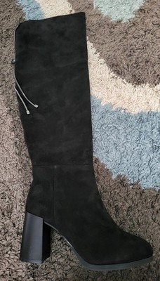 Foletti Italian Winter High Heels Boots Genuine Suede/Sheepskin Fur Size 9 (39)