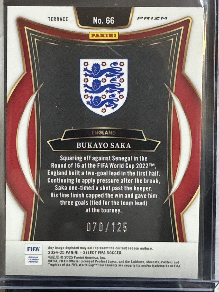2024-25 Panini Select FIFA Bukayo Saka Orange Fluorescent /125