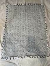 Parents Choice Gray Rosette Baby Blanket 30x40 Ruffle Satin Trim