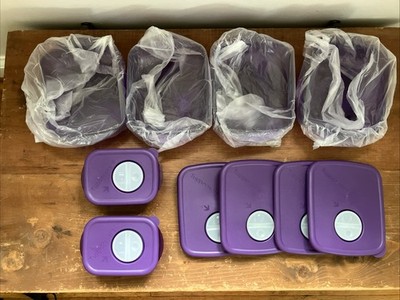 Tupperware Rock 'N Serve Purple Microwavable 6 Containers 6 Lids 2 1/2 Cup 1 Cup