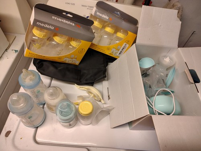 #ad Dual Electric amp; Manual Breast pump s Breast Milk Bottles amp; Carrying Bag $15.95