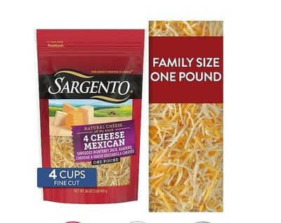 Sargento Fine Cut Shredded 4 Cheese Mexican Natural Cheese, 16 oz