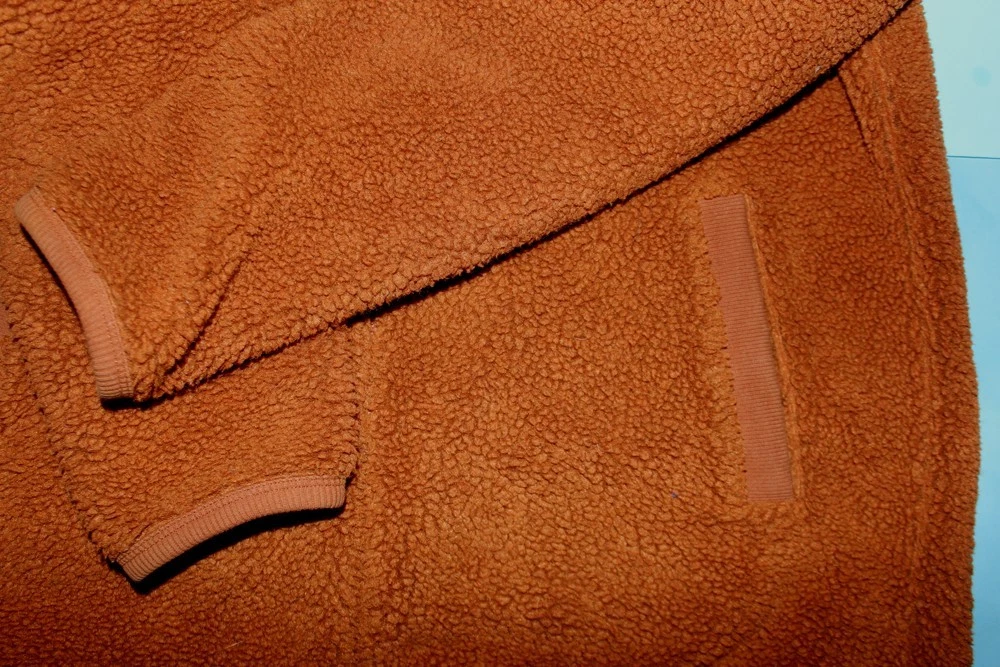 Fred Perry Brown vtg textured borg/sherpa fleece full-zip sweater jacket polo M image 5