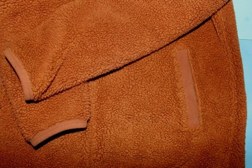 Fred Perry Brown vtg textured borg/sherpa fleece full-zip sweater jacket polo M image 5