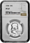 1958 50C Proof Silver Franklin Half Dollar NGC Graded PF 67 in New Holder