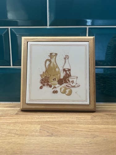 Vintage 1980s Portuguese Handpainted Tile Trivet Cottagecore Farmhouse Rustic
