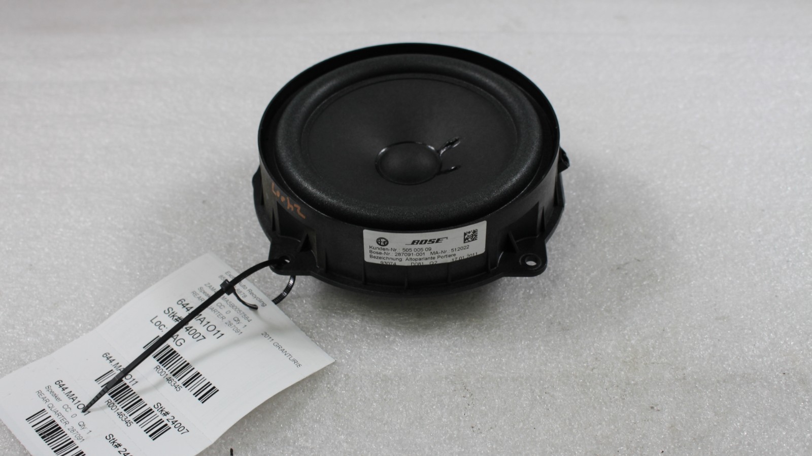 Maserati Granturismo Cabrio, Rear Quarter Panel Speaker, Used, P/N 283606