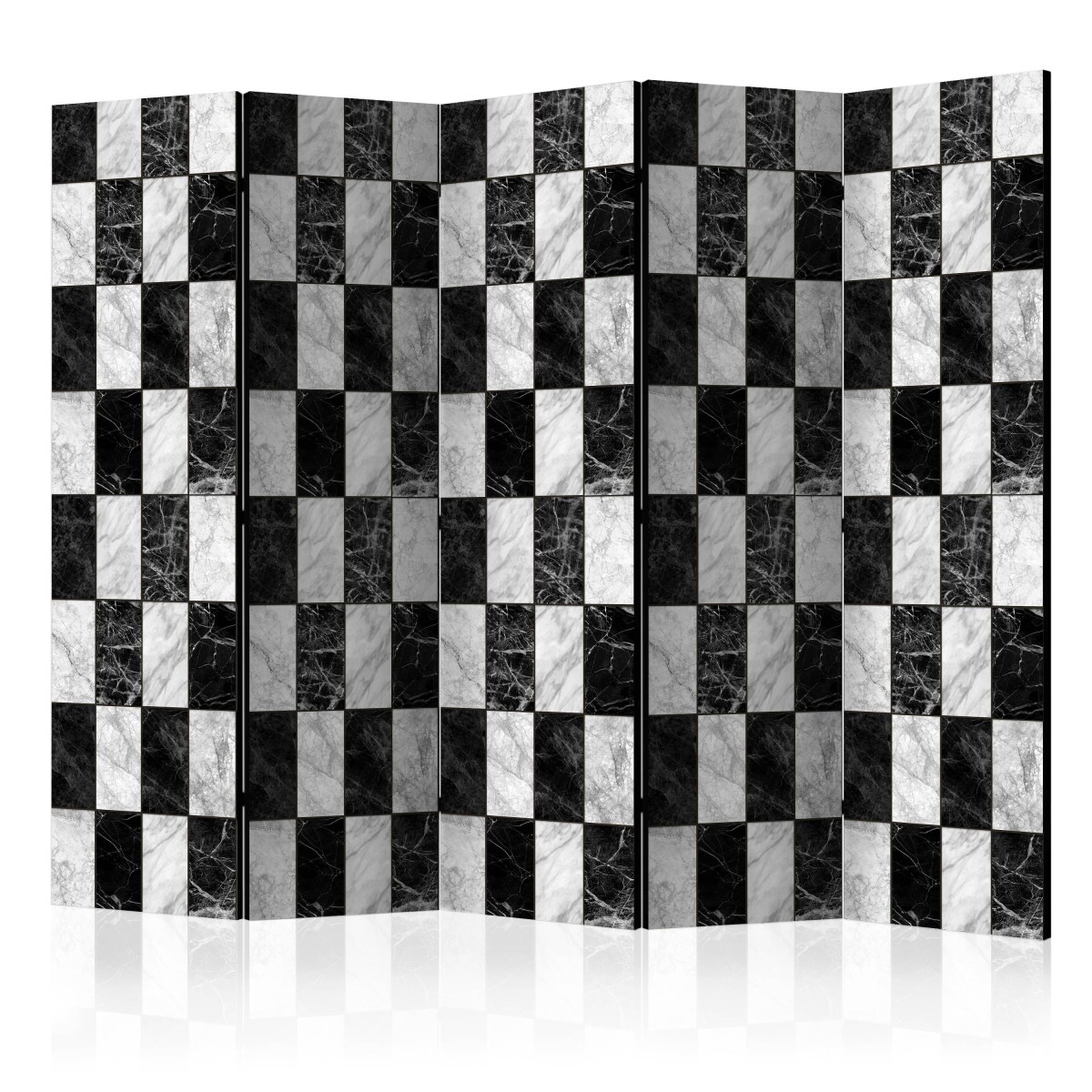 Paravent 5 volets Checker 172x225cm avec toile occultante double face
