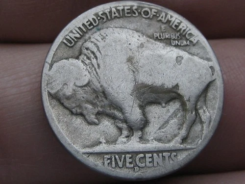 1915 D Buffalo Nickel 5 Cent Piece- Denver, Good/VG Reverse Details