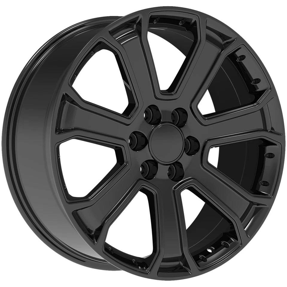 (Set of 4) OE Performance 166B 22x9 6x5.5" +24mm Gloss Black Wheels Rims Foto 2 de 4