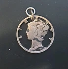 1941 Mercury 90% Silver Dime Cut Out Dime Pendant