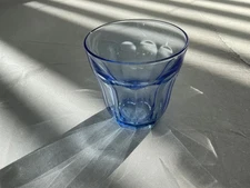 Libbey duratuff  Gibraltar lowball juice glass 3.75”  Misty Blue