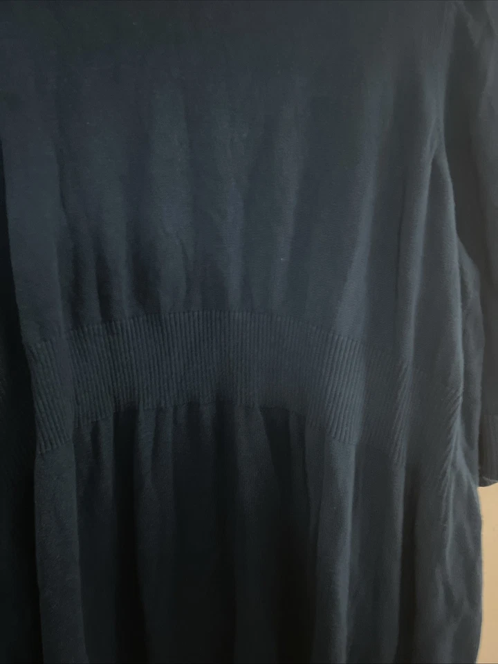 Catherines Women's Open Front Cardigan Navy Blue, 1X     100 Cotton 3/4 Sleeves - Image 4 of 4