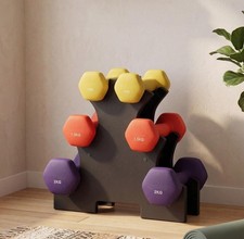 Hex Dumbbell Set with Stand 3 Pairs 1kg 1.5kg 2kg Neoprene Hand Weights Home Gym