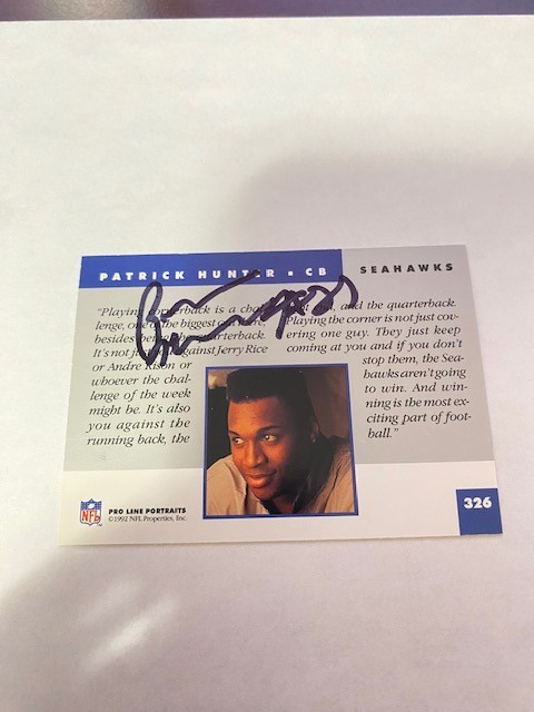 Pro Line Portraits SEATTLE SEAHAWKS PATRICK HUNTER NFL Autograph