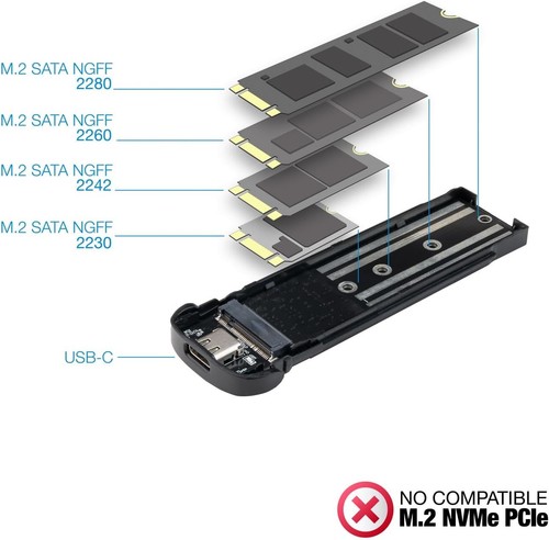 TOOQ TQE-2202BR – External Enclosure for M.2 NGFF SSDs, Aluminium, Brown - Afbeelding 6 van 7