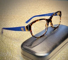 RALPH LAUREN RL 6148 5566 HAVANA BLUE Eyeglasses Frames 53-17-140mm Demo Lenses