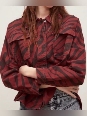 Zara // Zebra Print Button-Up Denim Jacket - Women s Size Medium