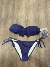 Victoria s Secret Navy Bandeau Bikini Set 32B Top Small Bottoms