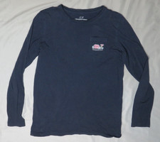VINEYARD VINES BOYS L 14 SHIRT NAVY BLUE LONG SLEEVE POCKET TEE 100 COTTON