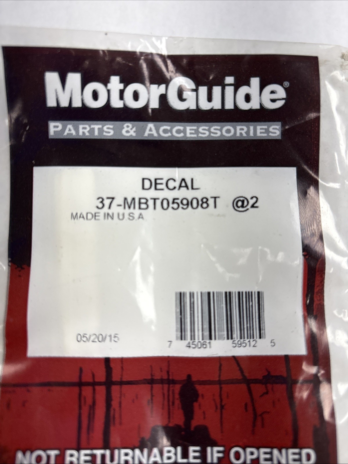 Guide Part# Mbt05908t Decal For Hand Control Trolling Motor