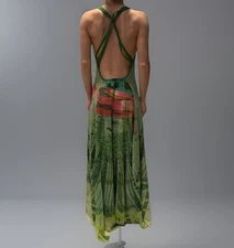 Save The Queen Vintage Mesh Maxi Dress Open Back Italian Summer size M