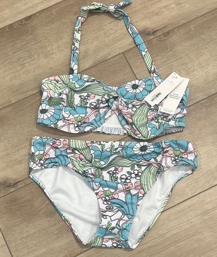 NWT Janie And Jack Two Piece Girls Swimsuit Bikini White Floral Size 18