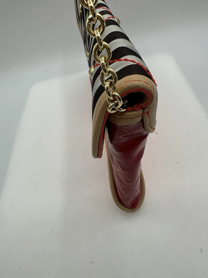 HENRI BENDEL QUILTED CENTENNIAL FABRIC MULTICOLOR LEATHER CLUTCH BAGUETTE BAG - Image 4 of 4