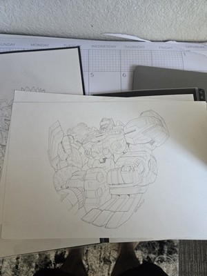 Original Pencil Drawing Transformers Cybertron Toy Package Art