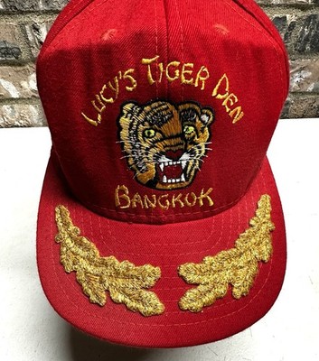 Vintage Baseball Hat Historic Lucy's Tiger Den Snapback Baseball Cap 1980s Rare!