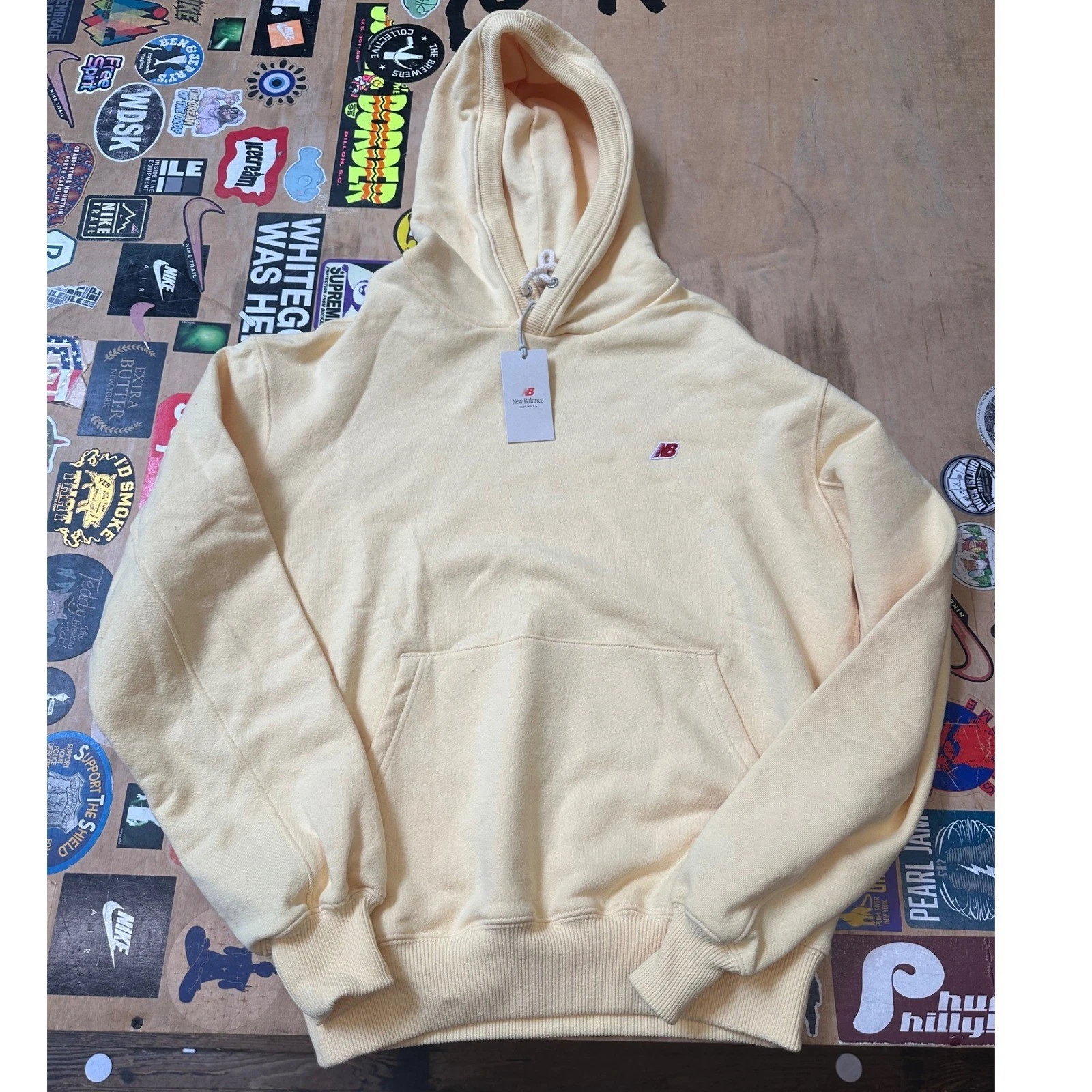 New Balance Made in USA Hoodie Pale Yellow MT41543 Mens XXL Hoodie Sweatshirt