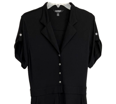 【タグ付】Ralph Lauren / エンパイアラインドレス 黒 m779 Lauren Ralph Lauren Black Label Jumpsuit Black Sz M Short Sleeve