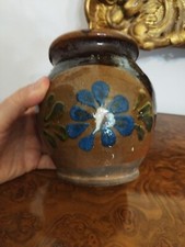 Rara  Ceramica  Terracotta Con Decoro Floreale Rurale Arredo Arte Smalto Lustro 