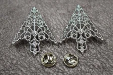 Art Deco Vintage Gothic Triangle Unique Collar Tips In Real 935 Argentium Silver