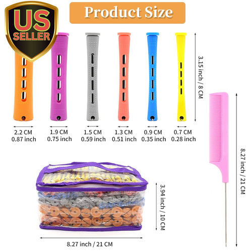 120Pcs Hair Perm Rods Set, 6 Sizes Plastic Hair Cold Wave Rods, Heatless Perm...