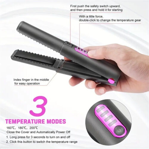 2 in 1 Cordless Hair Straighteners Curler Travel Mini Hair Straighten Portable - Picture 15 of 16