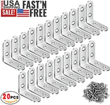 20x Heavy Duty L Shaped Corner Brace Right Angle Bracket for Furniture Bed Chair