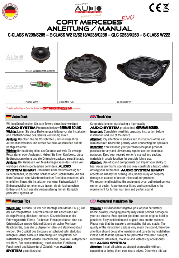 AUDIO SYSTEM COFIT MERCEDES E-CLASS Lautsprecher Mercedes E-Klasse W213, S213--- - Bild 4 von 4